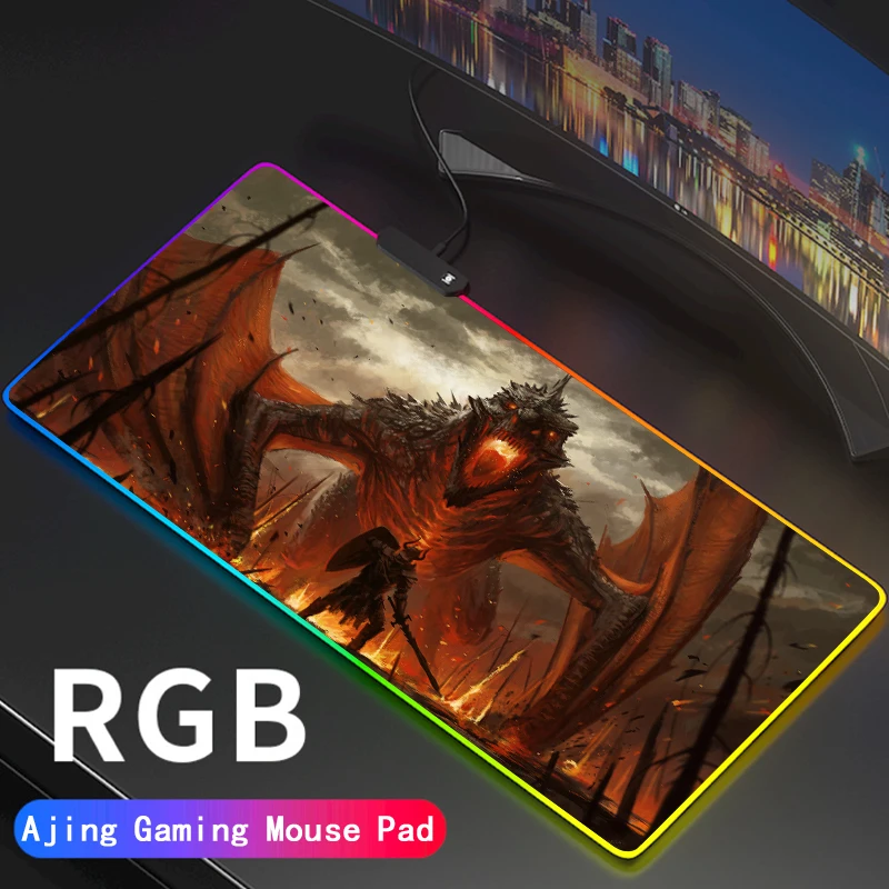 

Дракон Мышь Pad Rgb аниме коврик настройки аксессуары для геймеров игровые коврики с Подсветка коврик Мышь pad Скорость светодиодный коврик с к...