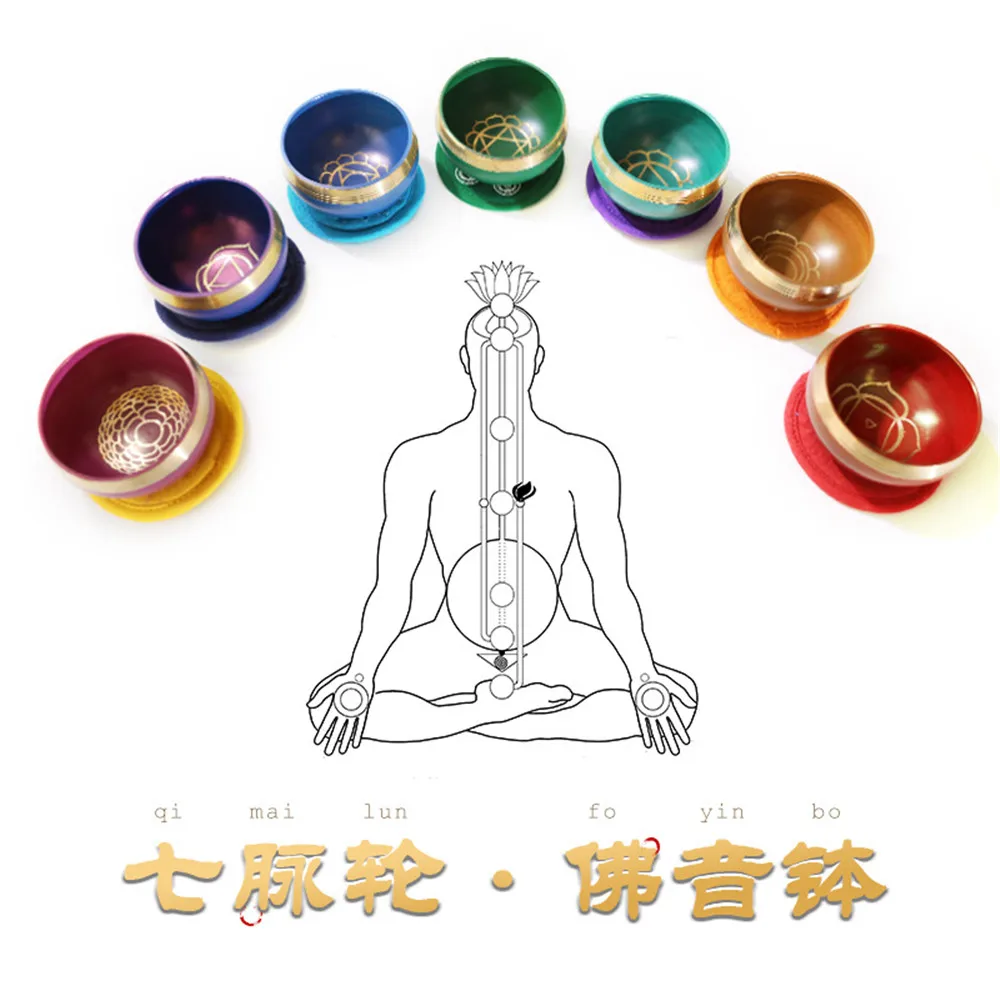 Непальская медная тибетская поющая чаша набор из 7 чаш ручной работы для йоги