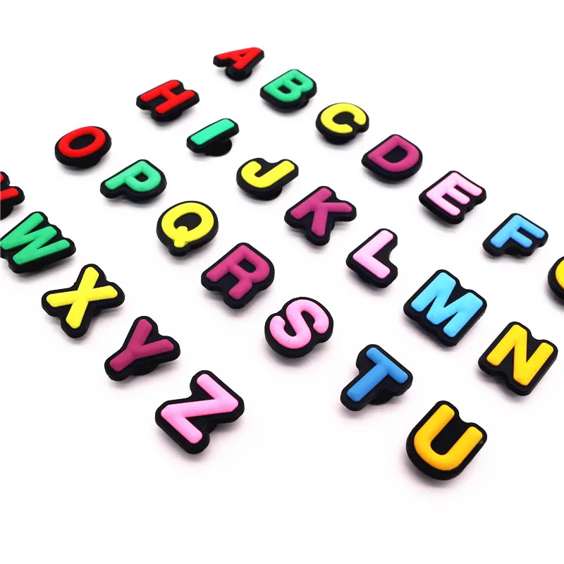 Single Sale 1Pcs Shoe Charms Decoration 26 English Letters Free Combination Shoe Accessories for croc jibz Kid's Party X-mas