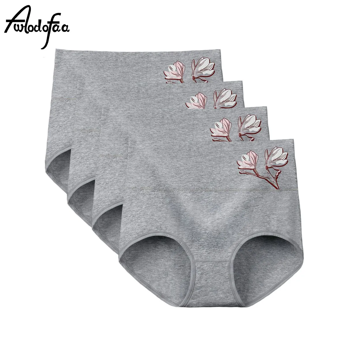 

4Pcs/Lot Fashion Women's Cotton Underwear High Waist Comfortable Underwear Plus Size Briefs XXL Multi-Size Selection Underwear
