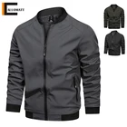 Новинка 2022, мужская куртка-бомбер, модные повседневные однотонные мужские куртки, флисовые плотные теплые пальто на молнии, мужское зимнее осеннее пальто