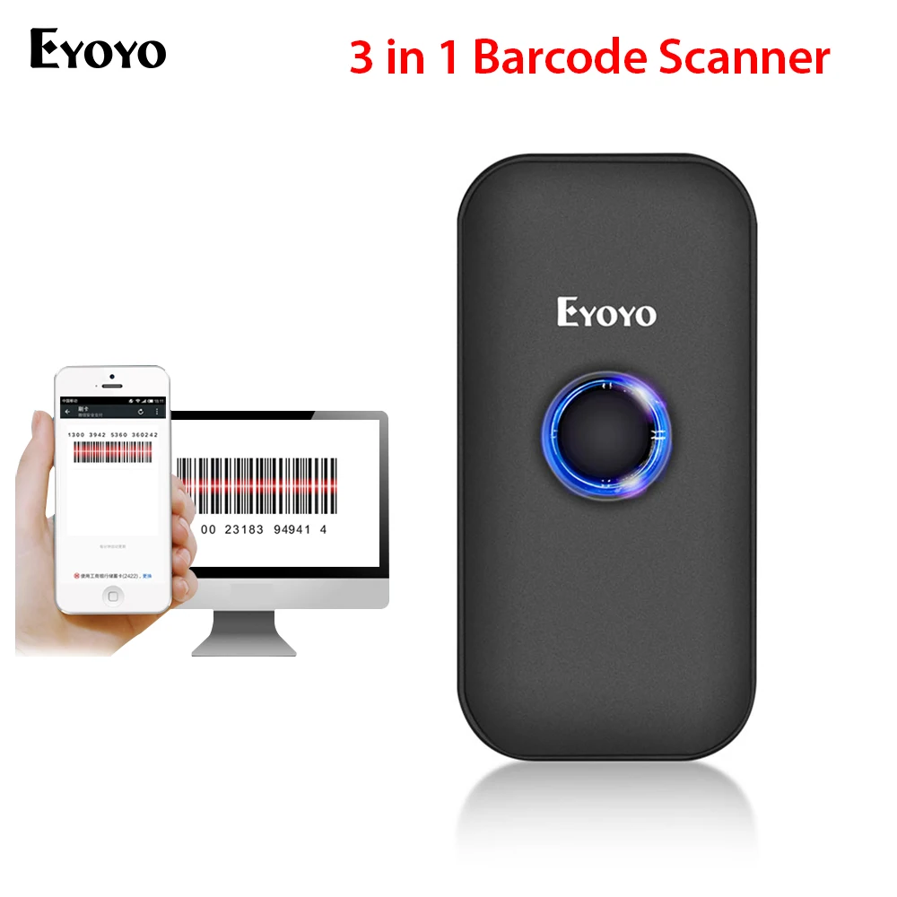 Eyoyo CCD сканер штрих-кода с карманами 2,4G BT проводной 3-в-1 режима подключения возможности декодирования мини сканер штрих-кода Беспроводной