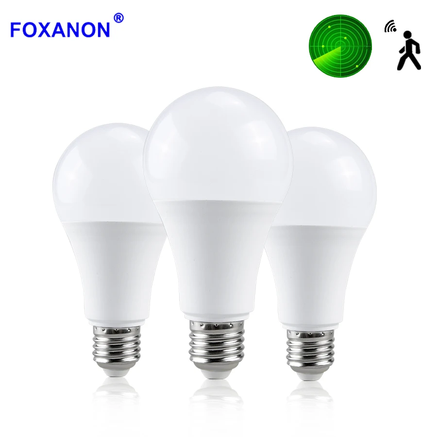 Светодиодная лампочка FOXANON E27 с датчиком радара умный ночсветильник пассивным ИК