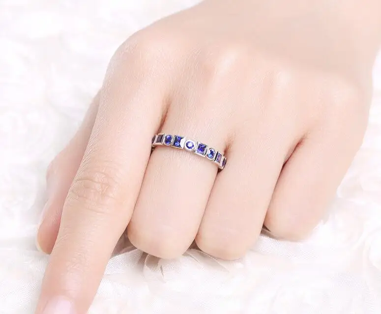 Кольцо женское Seanlov с инкрустацией из фианита голубого цвета | Украшения и