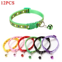 12 pcslot nylon cat collar with bell adjustable buckle collar cat pet supplies cat accessories collar for small dog chihuahua