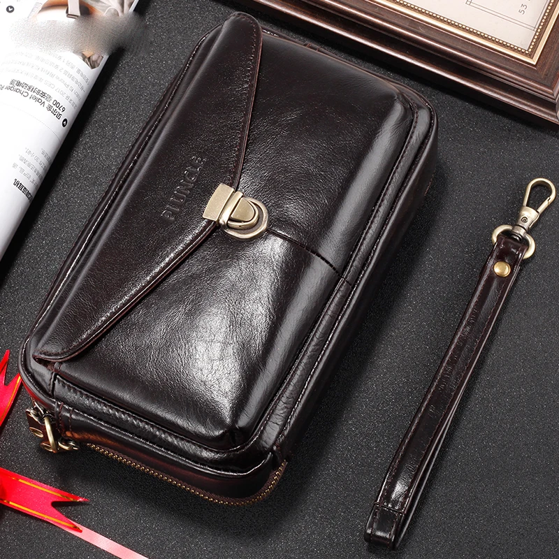 

Men's Genuine Leather Casual Clutch Bags Top Quality Large Capacity Luxury Wallet Phone Pocket Card Holder Male Wallet New
