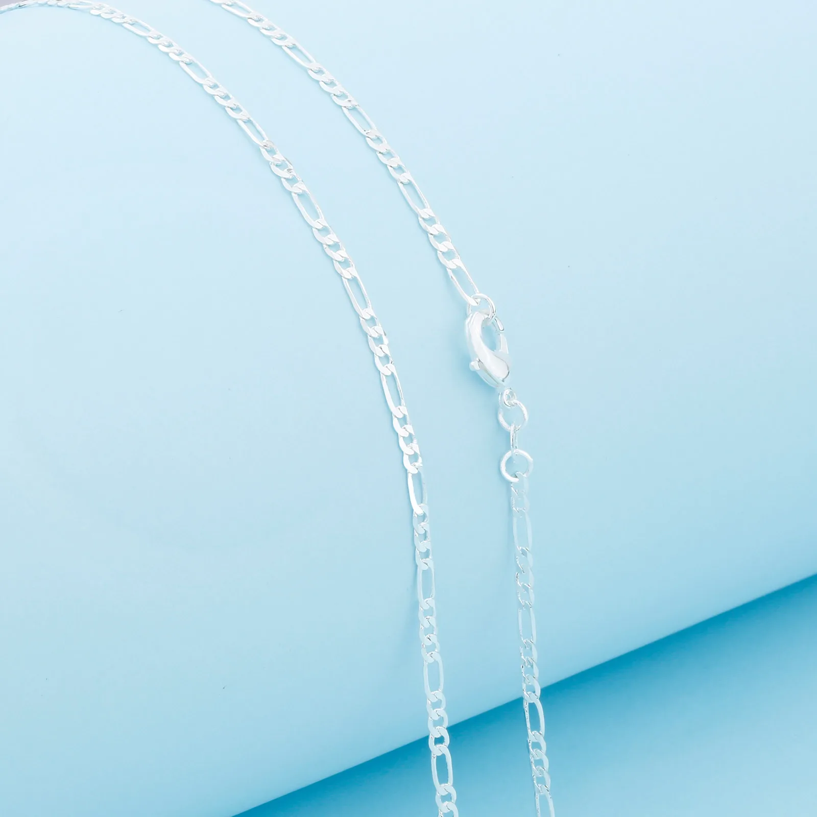 

16-30 925 Sterling Silver Plated Crude FIGARO Necklace Chain Unisex Jewelry Good Lobster Clasps Factory Price 1/5Pcs*3MM