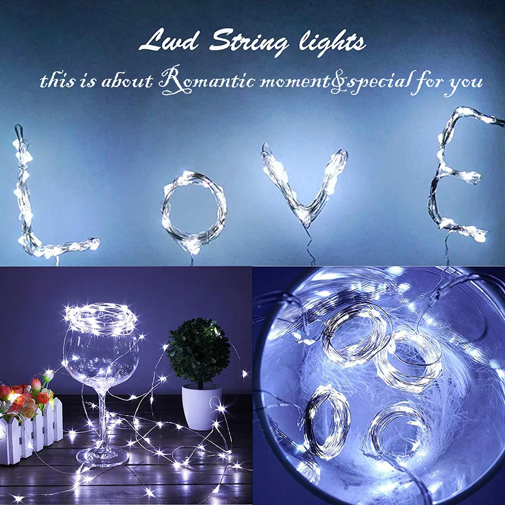 Солнечная лампа на медной проволоке для шкафа, декорации книжной полки, гибкий светодиодный световой шнур для внутреннего использования на Рождество, свадьбу и вечеринку - 1 шт.