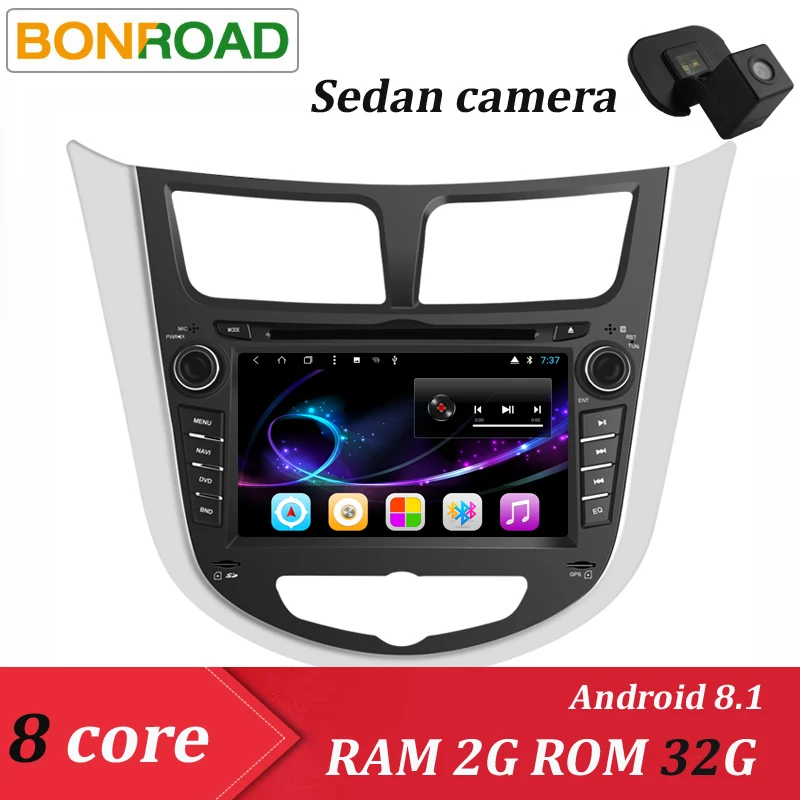 T8-7300A8D5G3S3 Bonroad Android 8,1 Автомобильный мультимедийный плеер Автомобильный DVD для Hyundai Solaris Verna Accent 2010- Автомобильный gps Радио Видео навигация - Цвет: T8-7300A8D5G3S3