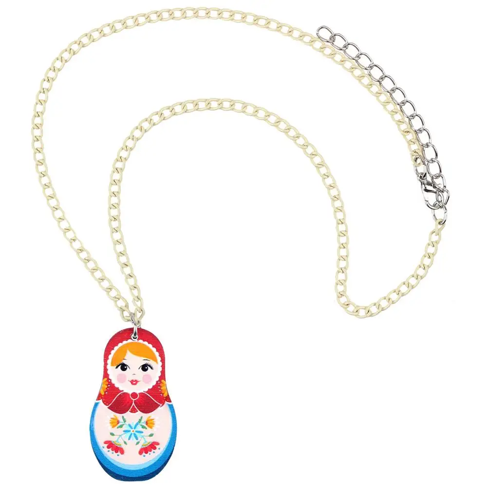 WEVENI акриловая русская Этническая Кукла матрешка чокер ожерелье подвеска