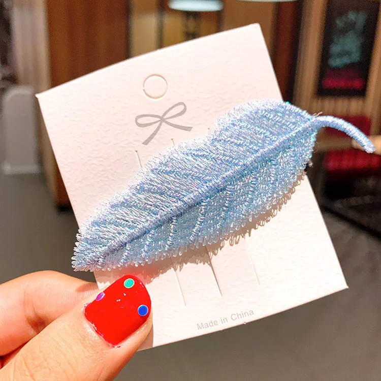 

6Pcs/Lots Cloth Leaf Shaped Hair Clips For Women Fashion Colorful Shinning Leaves Hairpin Barrette Girls Hair Accessories