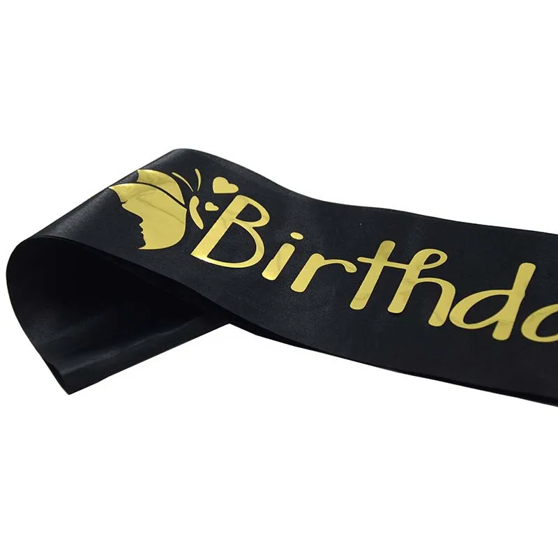Для женщин девушек день рождения королева письмо сатин черный пояс с узором