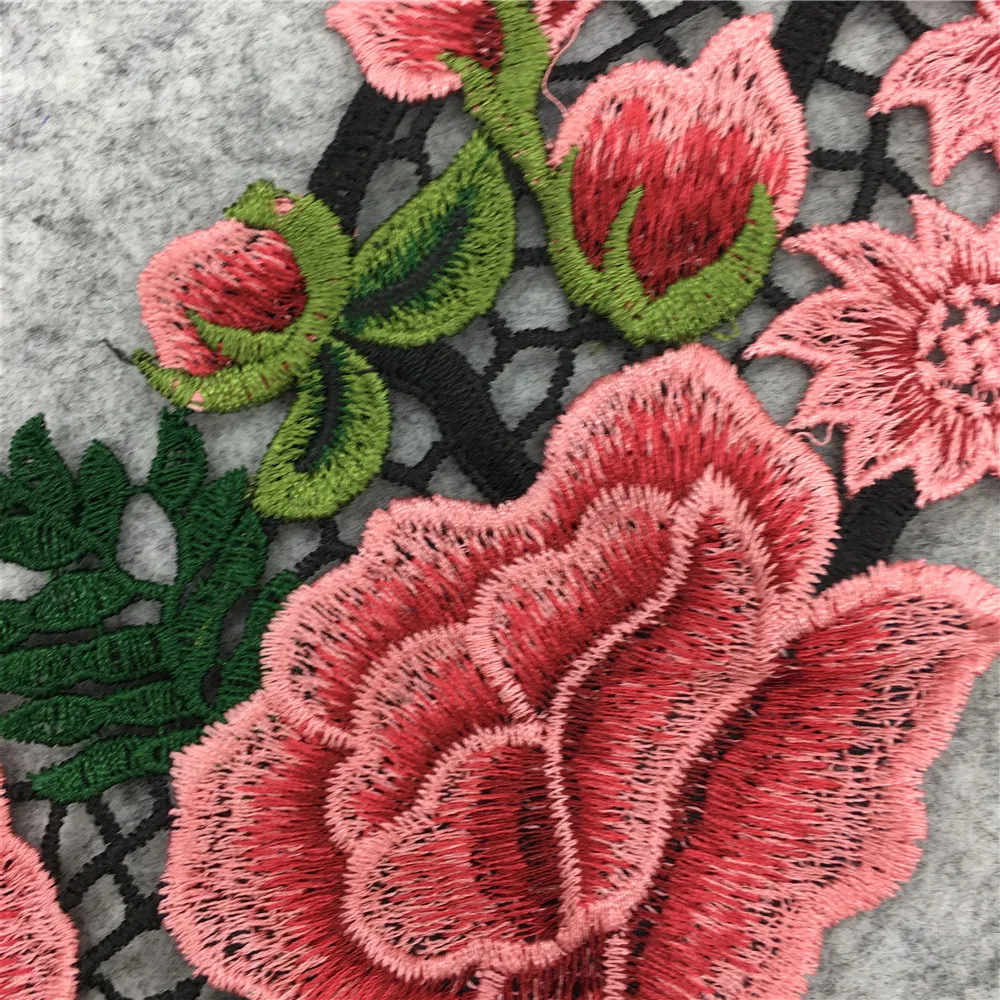 Распродажа 1 шт. розовая Венецианская кружевная ткань аппликация для платья