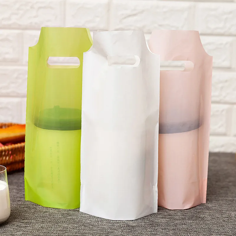 

50pcs Frosted Solid Color Beverage Milk Tea Packing Disposable Single Cup Takeaway Tote Bags