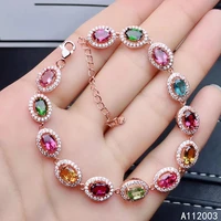 kjjeaxcmy fine jewelry 925 sterling silver inlaid gem tourmaline women girl miss hand bracelet elegant support detection