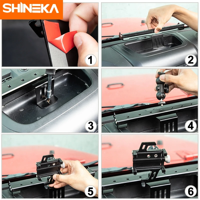 shineka car center console phone holder stand gps mount bracket for jeep wrangler jk 2007 2017 black aluminum alloy accessories free global shipping