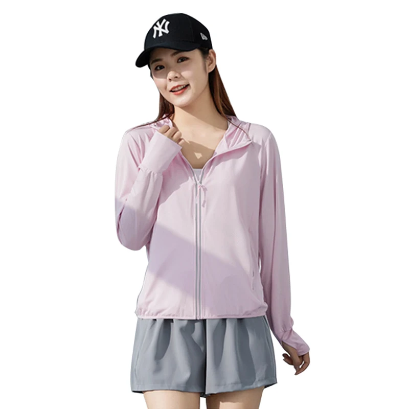 

Hooded Sun Protection Clothing Zipper UV-Resistant Breathable Thin Coat Women 21 Summer Pink Fashion Tops Female Feminina CX1458
