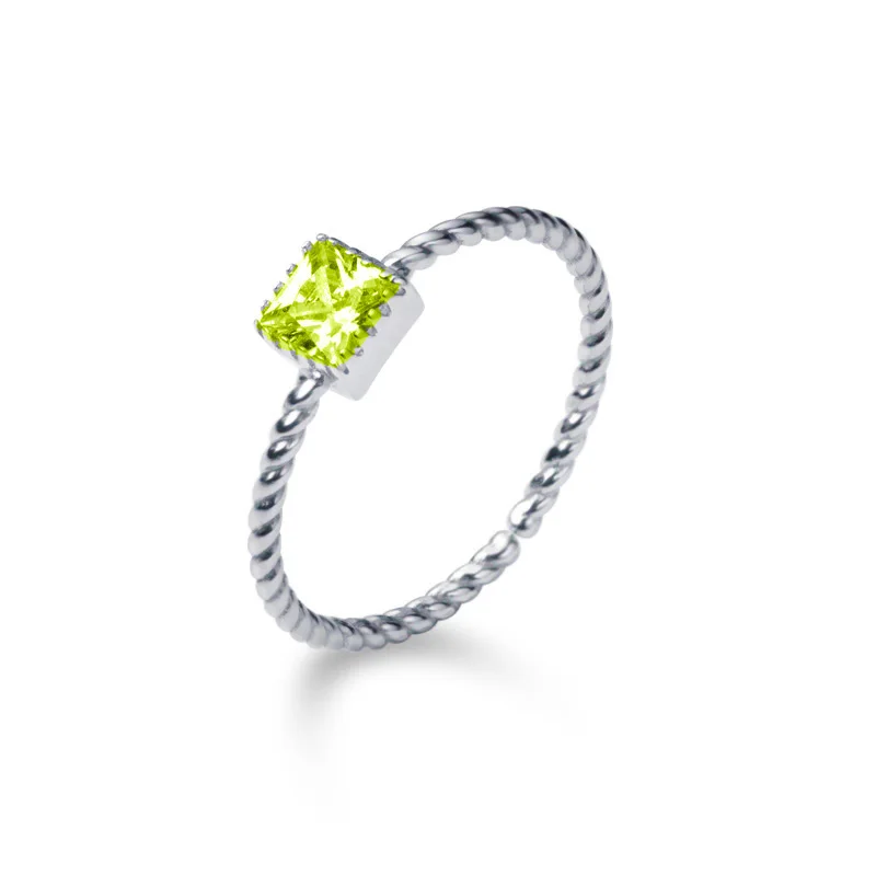 Silver(Green) Trustdavis Настоящее 925 пробы Серебряное ослепительное квадратное CZ Кольцо с открытым пальцем для женщин Свадебное серебряное 925 ювелирное изделие DS1862 - Цвет основного камня: Silver(Green)