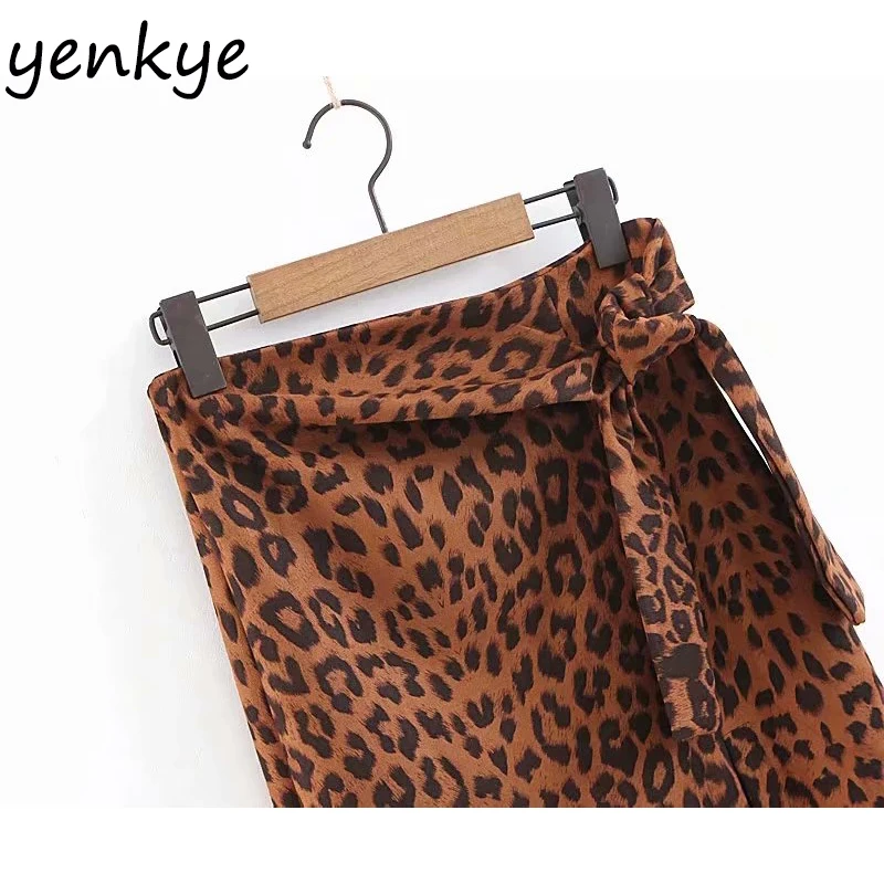 Женские сексуальные юбки леопарда с разрезом элегантная юбка-карандаш миди