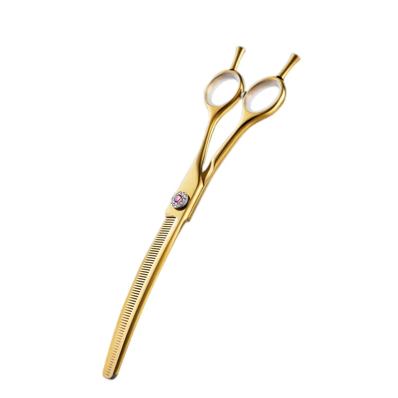 7 Inch High Grade Golden Japanese Stainless Steel 440c Salon Pet Hair Cutting Scissors Dog Grooming Shears