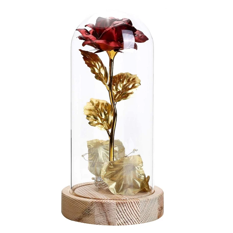 

Rose Valentine's Day Gift Kit,Rose With Wooden Base&LED Light,For Home Decor,Gift For Birthday/Mother's Day Anniversary