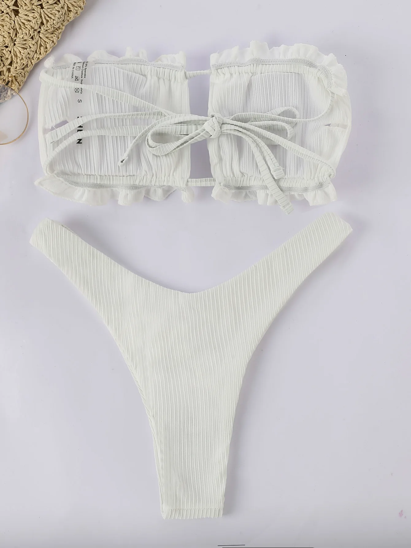 Купальный костюм-бандо комплект бикини женский сексуальный белый купальник 2021