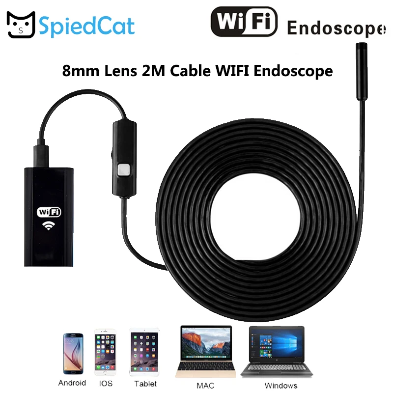 2 м мягкий кабель мини 8 мм 6LED объектив беспроводной wifi эндоскоп камера змеиная