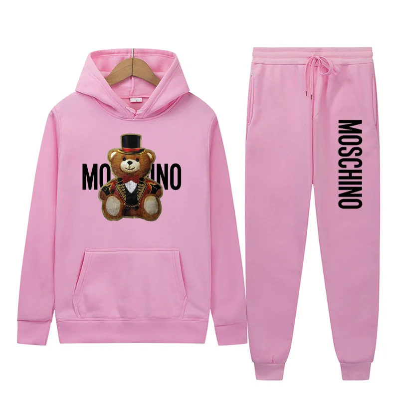 

Brand Sets Letter+Bear Print New Spring Men's Hoodie+Sweatpants Solid 2-piece Fleece HedgingSweatshirt Casual Sport Tracksuits