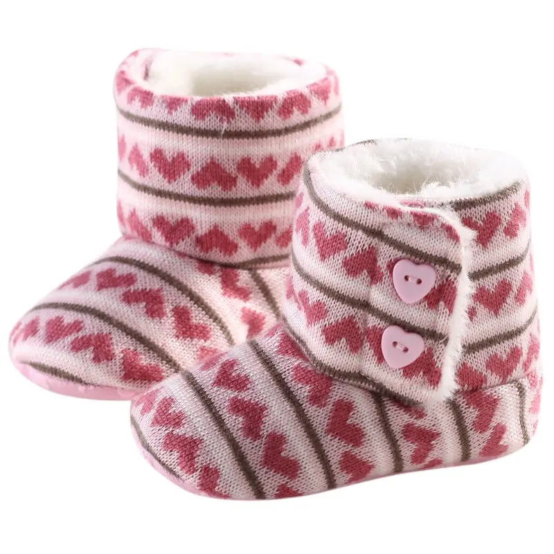 Winter Cotton Snow Warm Soft Sole Boots Baby Girl Crochet Knit Fleece shoes Toddler Wool Infant First Walkers |