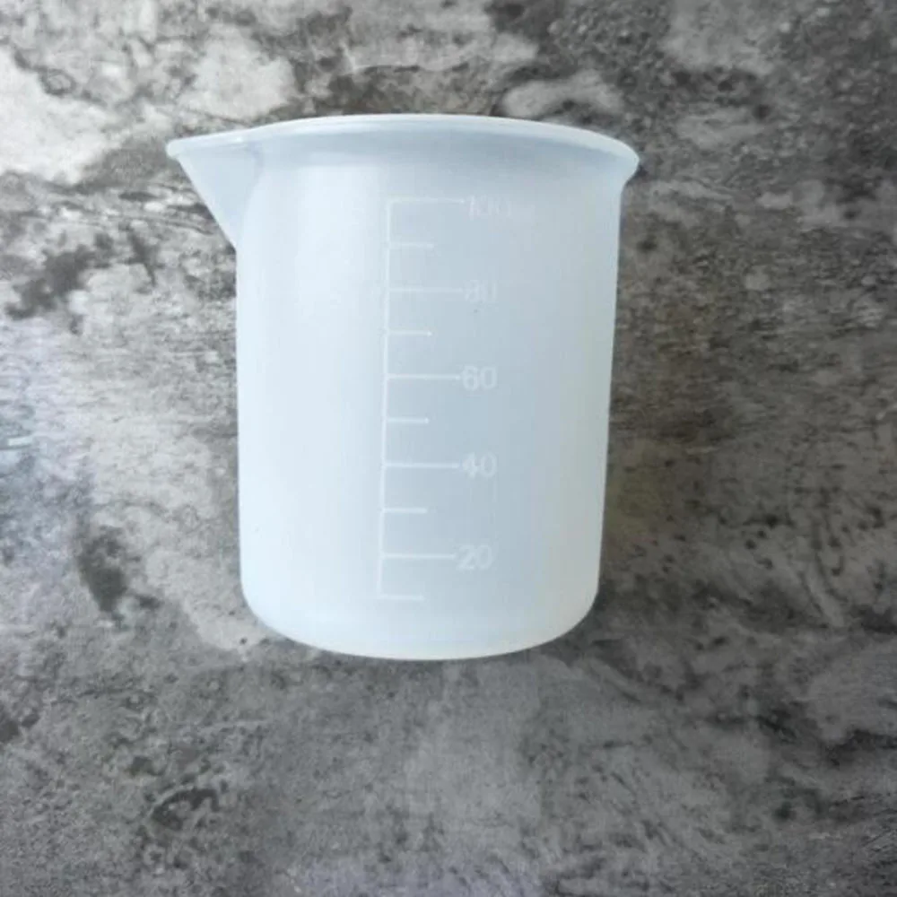 100ml Силиконовые мерные стаканы, прозрачные стаканы, кристаллический клей, многоразовые измерительные инструменты для выпечки, кухонные инструменты - Цвет: 100ml