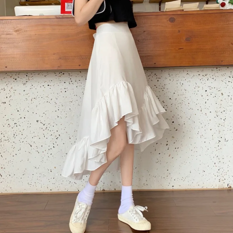 Юбка-мини до колен с высокой талией и оборками на лето осень | Женская одежда
