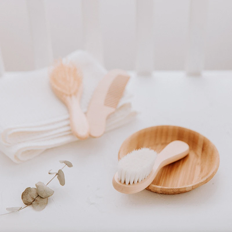 

Baby Comb Girl Bathing Baby Care Hair Brush Pure Natural Wool Wood Comb Newborn Infant Head Massager Custom Name
