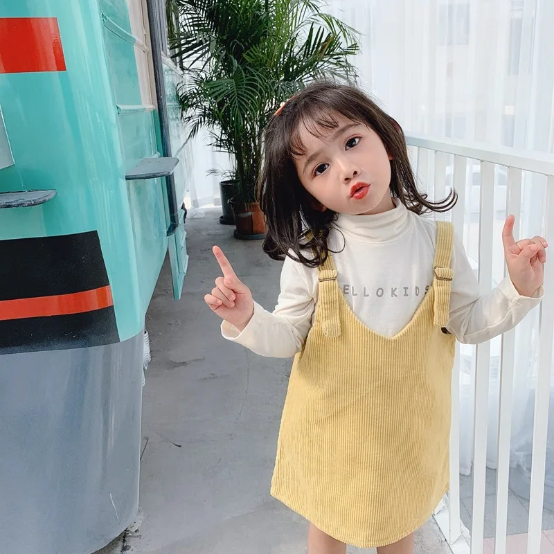 2019 г. Новое поступление Осеннее хлопковое однотонное модное вельветовое платье