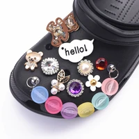 brand designer croc charms bling flower butterfly shoes accessories metal charms rhinestone shoes buckle woman gifts