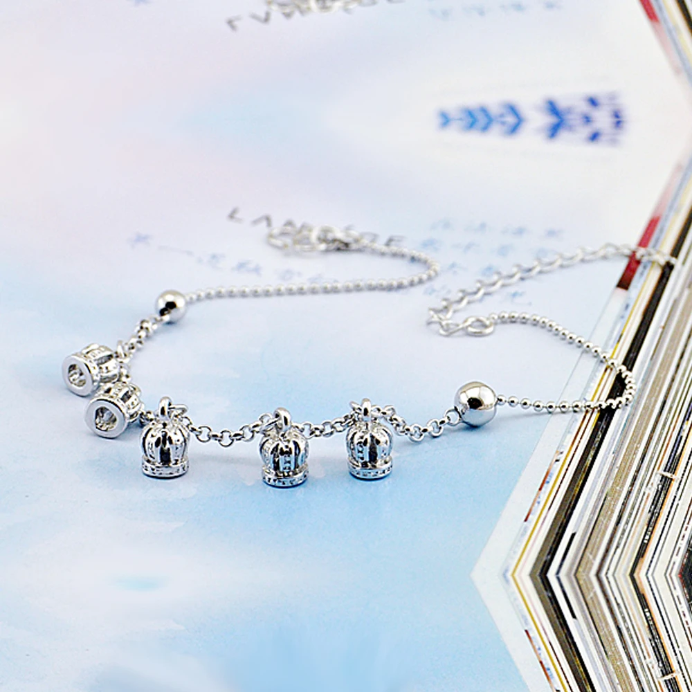 925 sterling silver crown anklet for women fashion design Summer foot jewelry girls birthday gifts | Украшения и аксессуары
