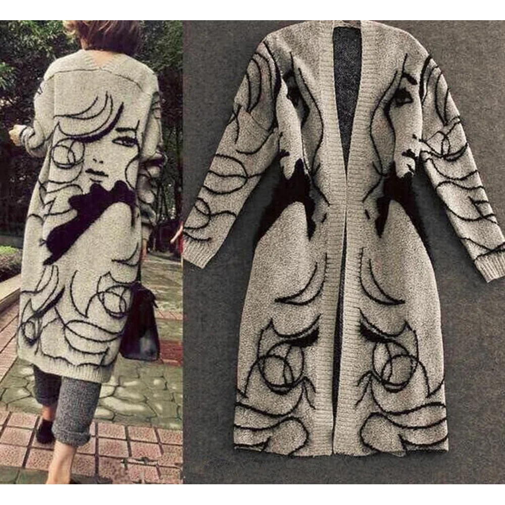 J.DeL'or женский длинный кардиган с принтом очень удобный и мягкий свитер| |