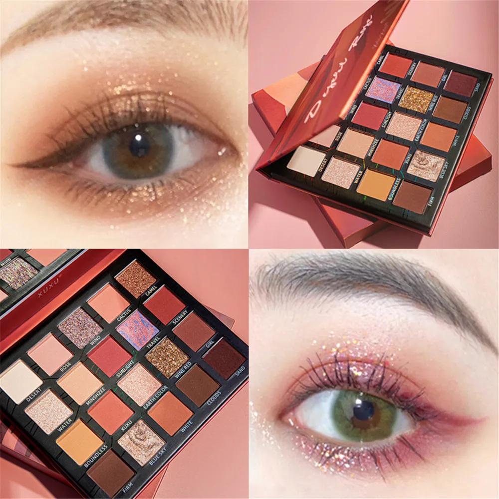 Палитра теней для век 20 цветов матовые перламутровые поляризационные стойкие