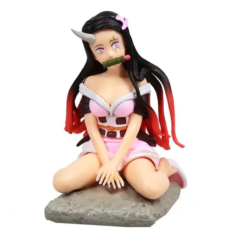 

3Style Demon Slayer Blade Anime Figure Toy Car Decoration Sexy Goddess Sitting Q Version Happy Bean Model Doll Christmas Present