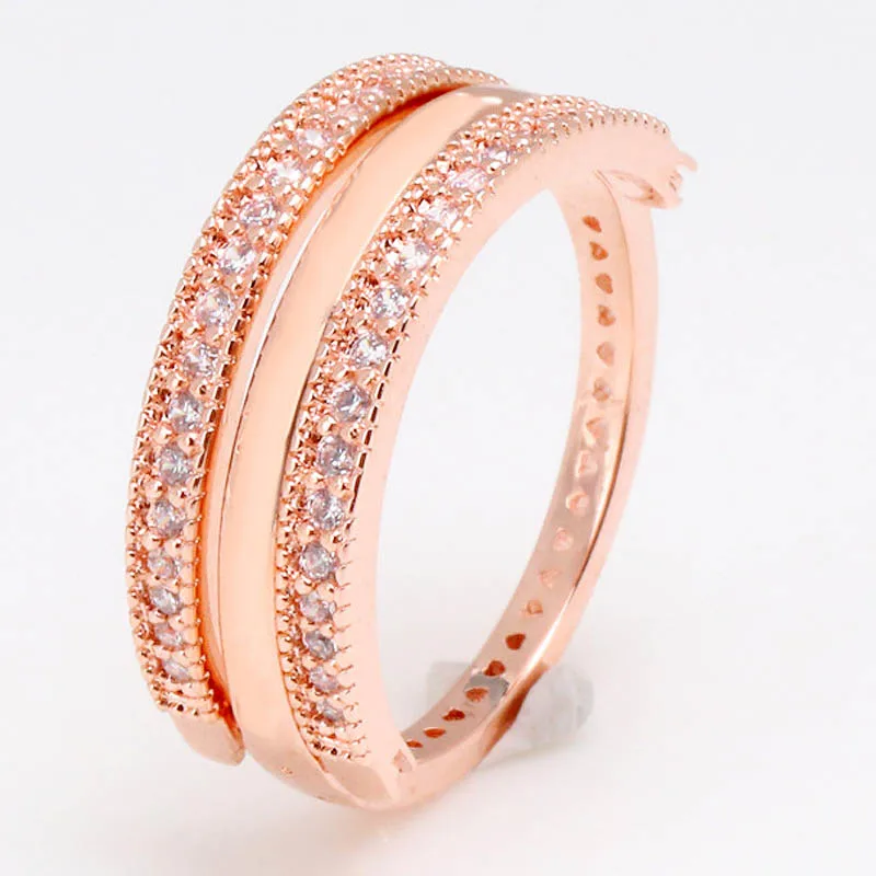 

Original Reversible Hearts Signature Ring With Crystal For Women 925 Sterling Silver Ring Wedding Gift Fine Europe Jewelry