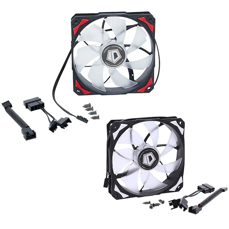 2Pcs Controller Cooler Pl- 12025 120 Mm Led Fans 4 Pin Pwm Control Red-Black & White-Black | Компьютеры и офис