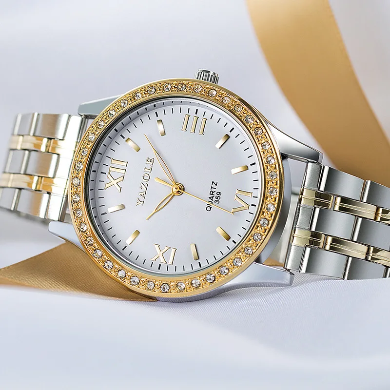 YAZOLE brand fashion diamond-encrusted women's Quartz chain Watch Fashion waterproof steel Strap