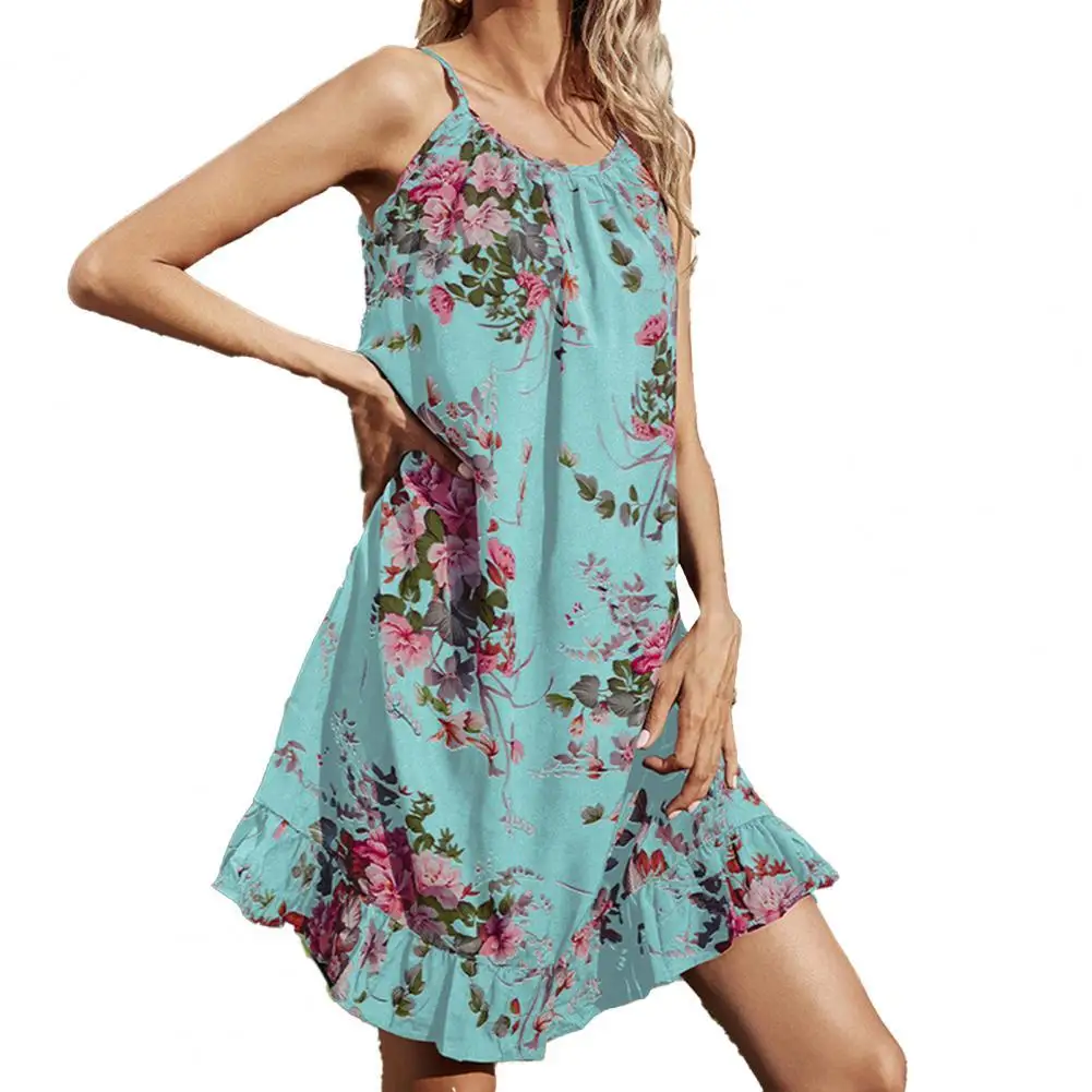 

Летнее платье, женские платья, богемное платье, свободное, приятное для кожи, средней длины, женское модное платье на бретельках Вечерние ве...