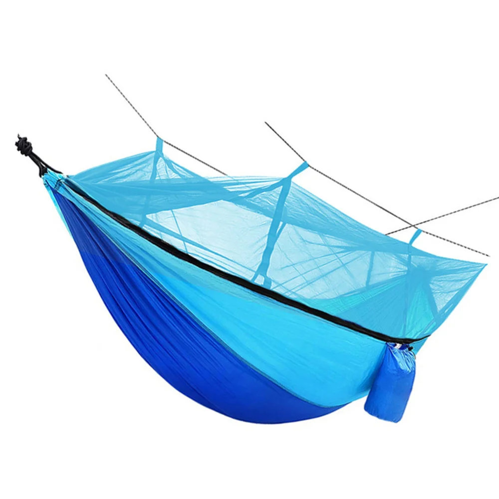 

Outdoor Camping Hammock with Net Practical Nylon Fabric Hammock (Blue)