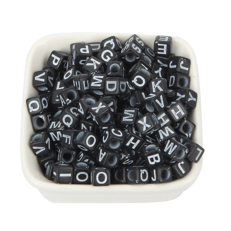 200 шт разноцветные акриловые бусины с буквенным принтом 6 мм для украшения