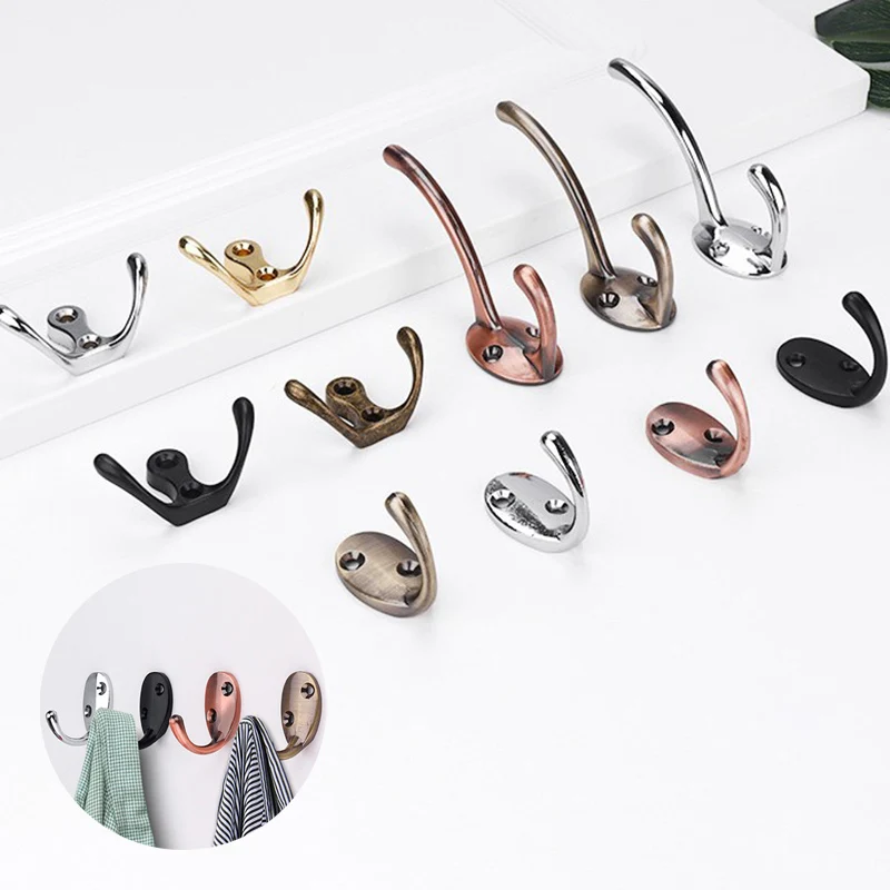 

4PCS Clothes Hooks Coat Wall Hooks Heavy Duty Wall Mounted for Hat Hardware Dual Prong Room House Accessories