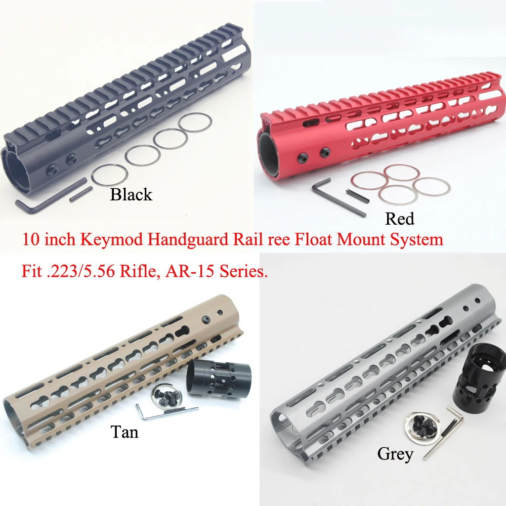 10 дюймов Keymod Handguard Rail Free Float Mount Hand Guard System Fit .223/5.56_Black/Red/Tan/серый цвета|Аксессуары