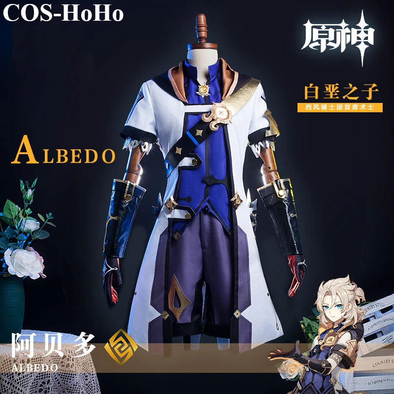 

COS-HoHo Anime Genshin Impact Albedo Mondstadt Game Suit Handsome Uniform Cosplay Costume Halloween Party Outfit Men 2021 NEW