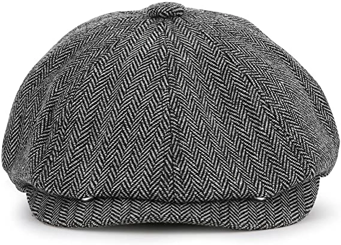 

Winter Spring Vintage Men Tweed Newsboy Hat Beret Herringbone Gatsby Hats Street Caps Peaked Octagonal Brim Caps British Berets