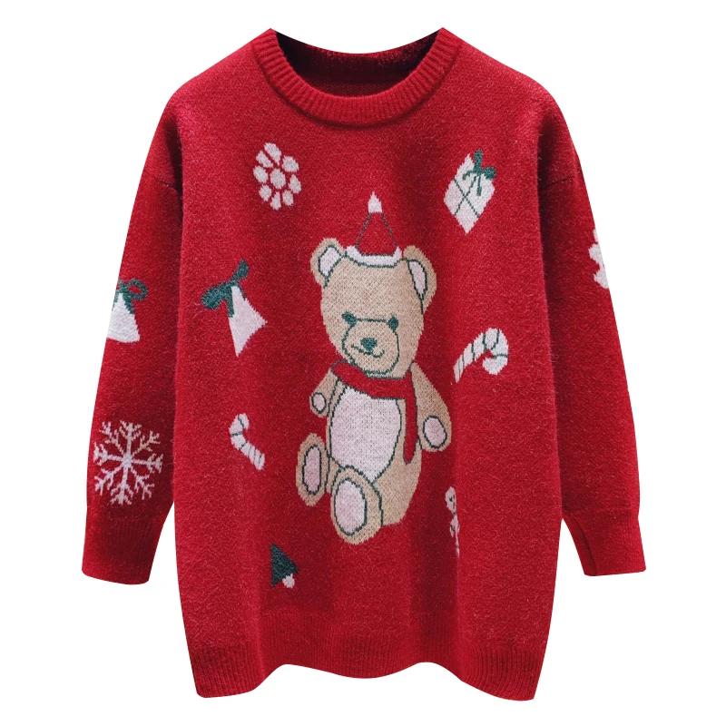 

New Women's Sweet Bear Printed SWEATERS Long Sleeved Cute All-match Leisure Pullovers