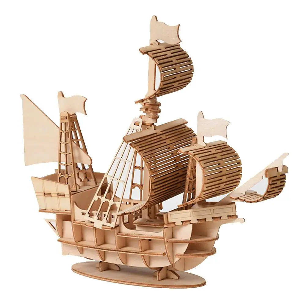 Sailing Ship Наборы моделей для лазерной резки, корабельная игрушка, 3D деревянная головоломка, сделай сам, игрушки, животные, сборка, ремесло, украшение стола, игрушка для детей, детей, взрослых - Цвет: Sailing Ship